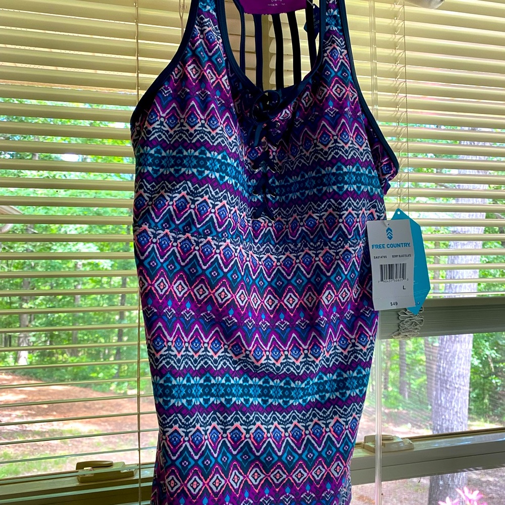 Swim Top Purple Teal Navy